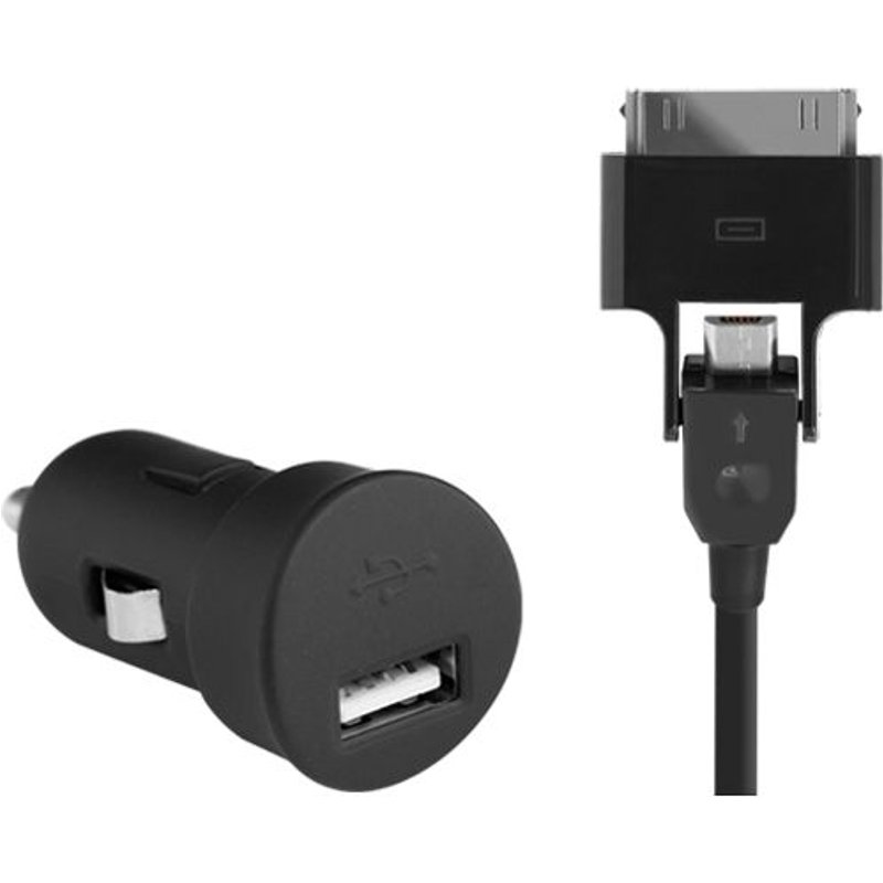 Chargeur Allume-Cigare Noir 1a Pour Iphone Ou Ipod Et Téléphones Micro Usb