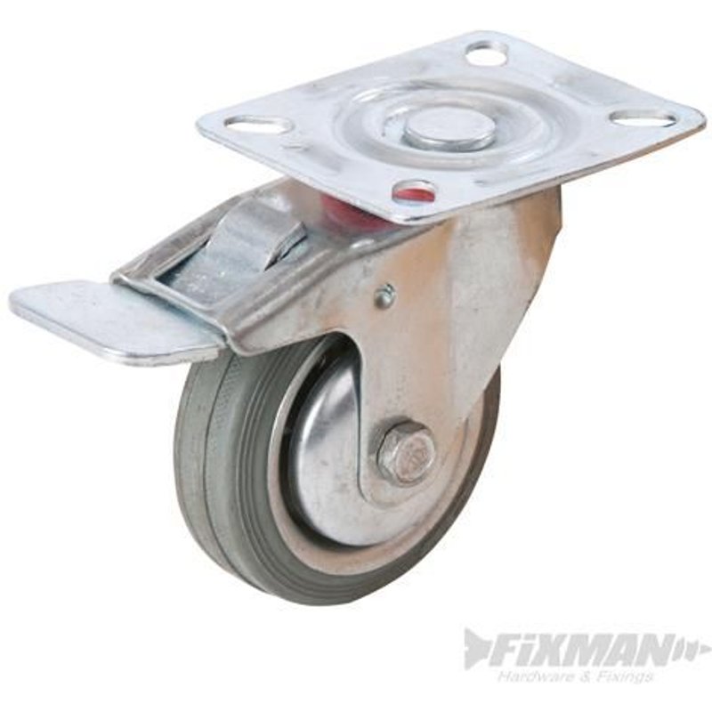 Roulette pivotante caoutchouc à frein 50 mm 50 kg