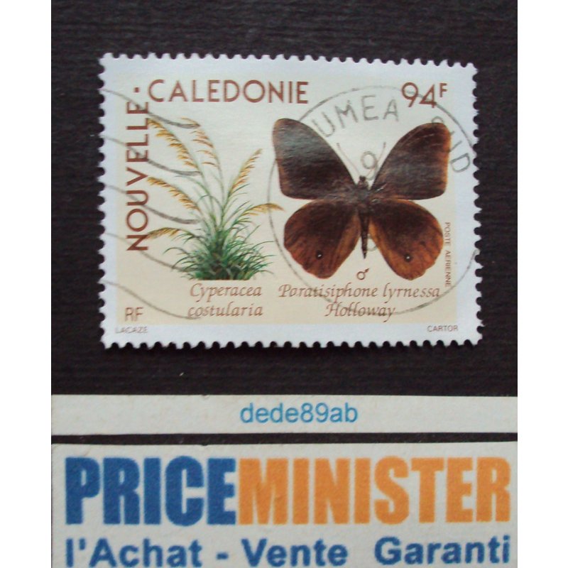 Nouvelle-Calédonie..94f Cyperacea Costularia - Paratisiphone Lyrnessa Holloway.(Plante & Papillon).Oblitéré.