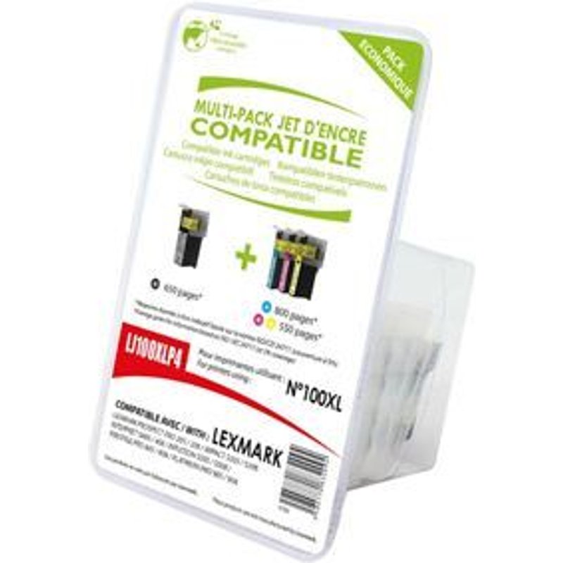 Pack de 4 cartouches compatible Lexmark n°100XL