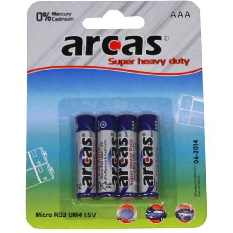 Pack de 4 piles ARCAS R03 Micro AAA