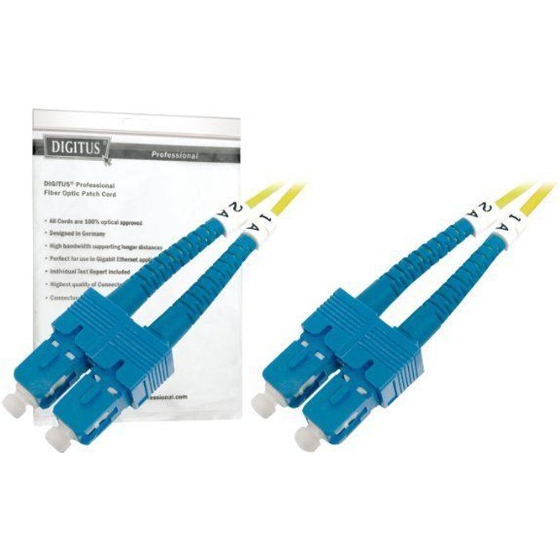 DIGITUS - Cordon de raccordement - mode unique SC (M) pour mode unique SC (M) - 3 m - 3 m - fibre optique - 9 / 125 micromètres - OS1 - sans halogène - jaune