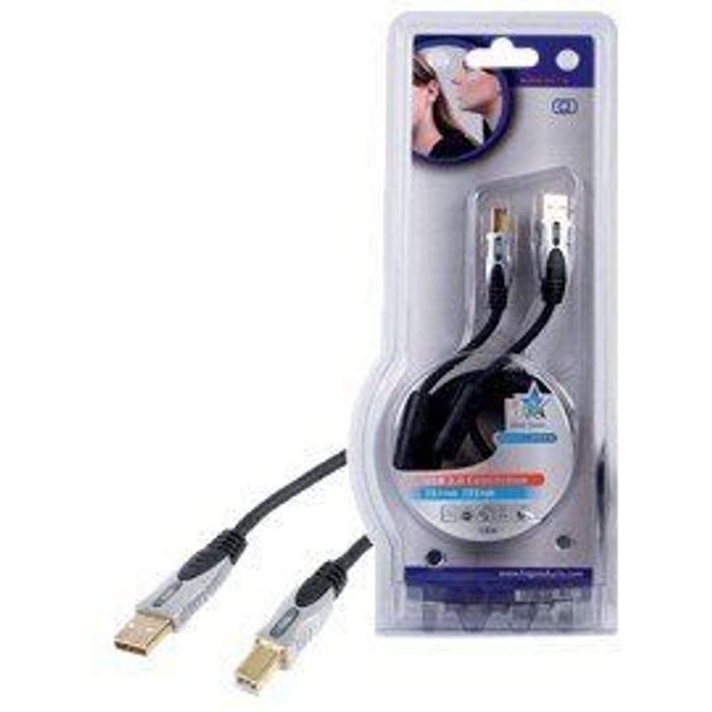 HQ Silver - Câble USB - USB (M) pour USB type B (M) - USB 2.0 - 1.8 m - moulé - noir