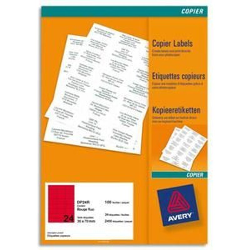 Avery - Papier - adhésif permanent - 70 x 35 mm 2400 étiquette(s) (100 feuille(s) x 24 étiquettes
