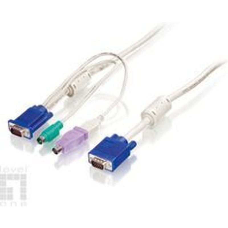 LevelOne ACC-2103 - Câble clavier / vidéo / souris (KVM) - HD-15 (VGA) (M) pour USB, PS/2, HD-15 (VGA) (M) - 5 m - vis moletées - pour ViewCon KVM-0830, KVM-0831 Combo KVM Switch, KVM-1630...