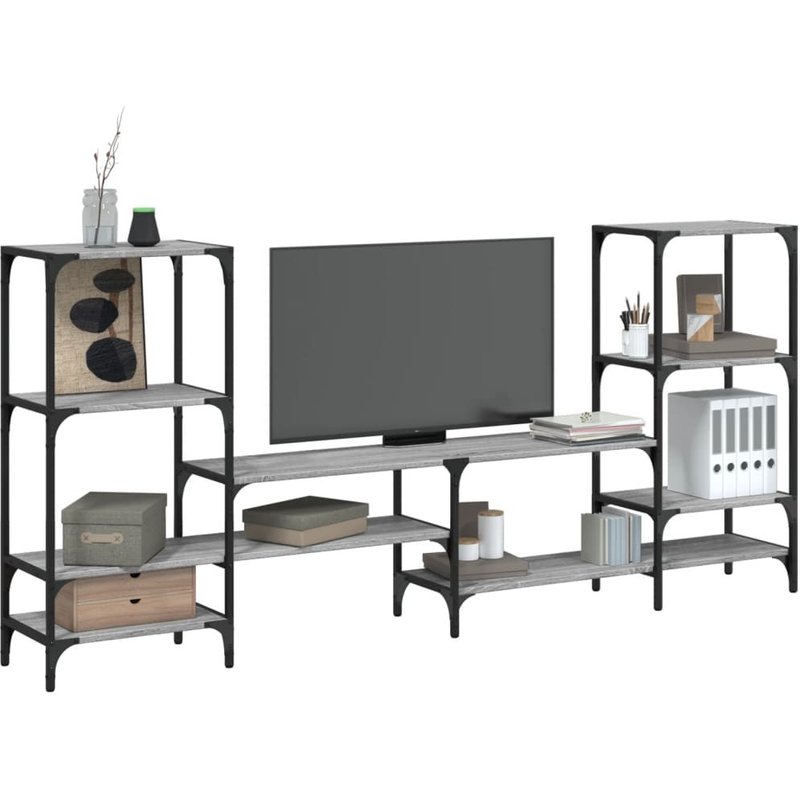 Vidaxl Meuble Tv Sonoma Gris 206,5x28,5x95 Cm Bois D'ingénierie