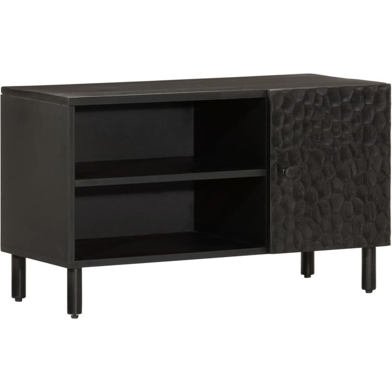 Vidaxl Meuble Tv Noir 80x31x46 Cm Bois Massif De Manguier