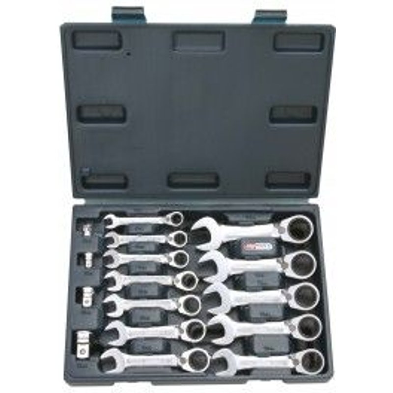 Coffret mini clé mixte réversible à cliquet GEAR plus,16 pcs - 8 à 19 mm- avec a