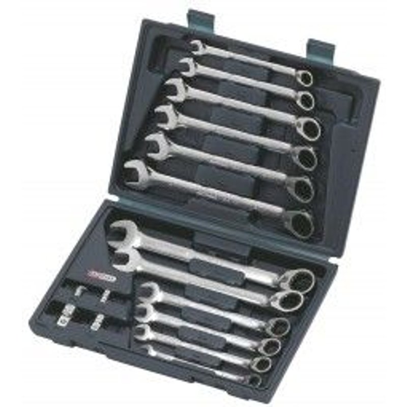 Coffret clé mixte à cliquet réversible CHROMEplus 16 pcs, 8-19 mm