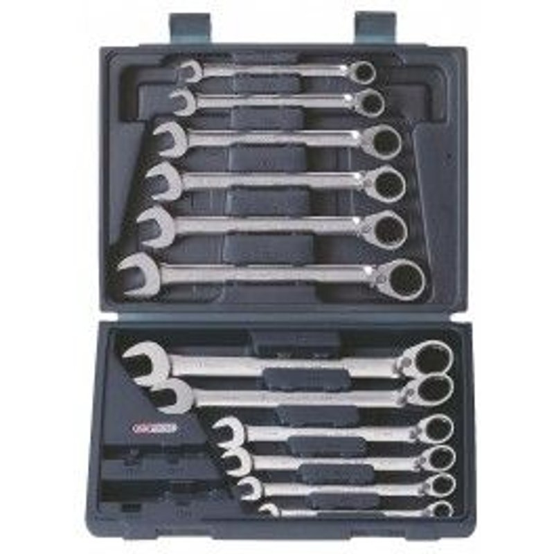 Coffret clé mixte cliquet reversible CHROMEplus 12 pcs modulable