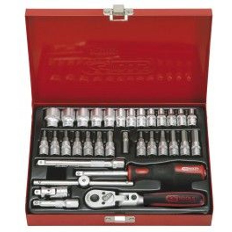 Coffret métallique de douillles F6 - 1/4" - CHROMEmat - 33 pcs