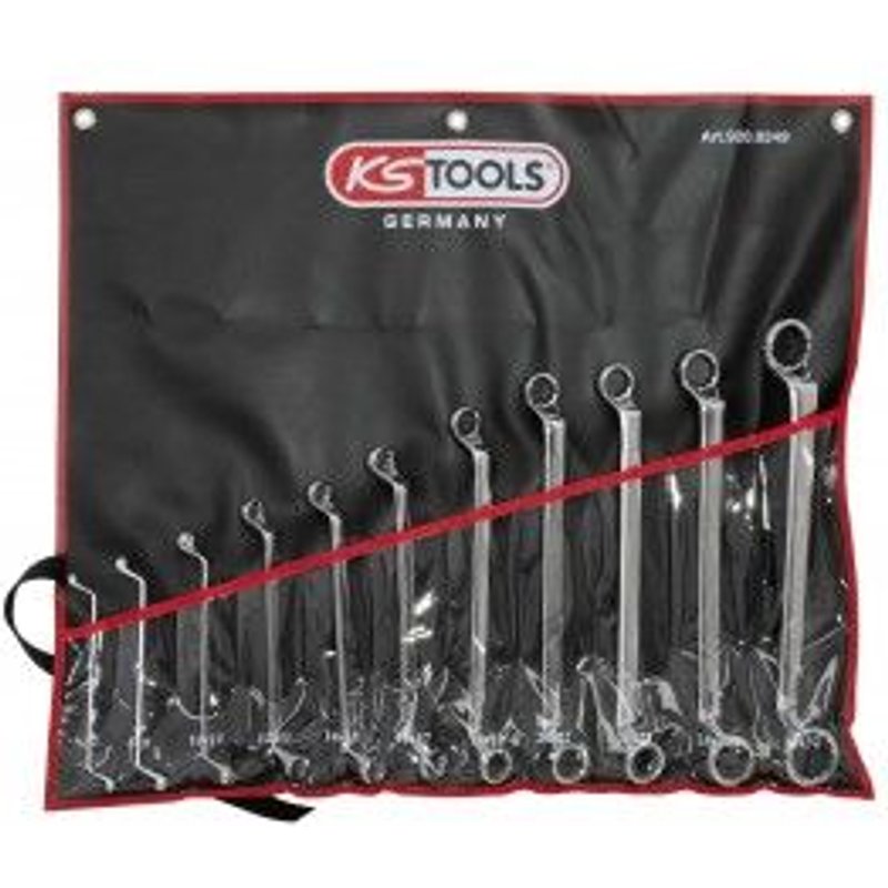 Jeu de clés polygonales contre-coudée 11 pièces