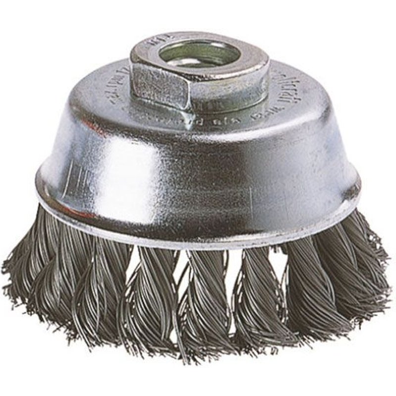 Brosse métallique soucoupe torsadée, filetage M 14