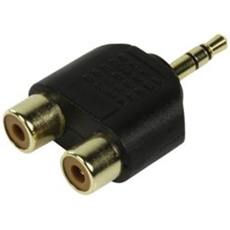 Adaptateur Jack 3.5 male stéréo 2 RCA femelles or