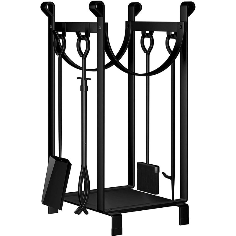 Porte Bûches Range Bûches De Cheminée Avec 4 Outils 78x29x36cm Intérieur Extérieur Grande Capacité Ensemble D Outils De Cheminée Support De Bois De Chauffage Outils Noir