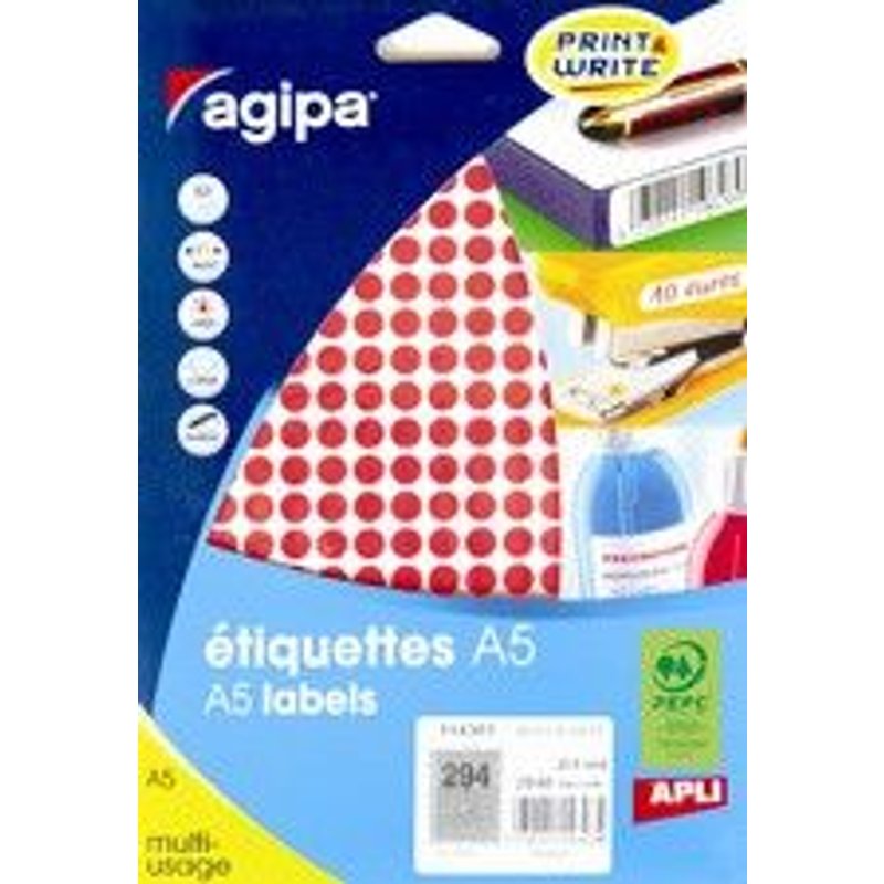 Apli-Agipa - Mat - Adhésif Permanent - Vert - Diamètre 24 Mm 400 Étiquette(S) (10 Feuille(S) X 40 Étiquettes