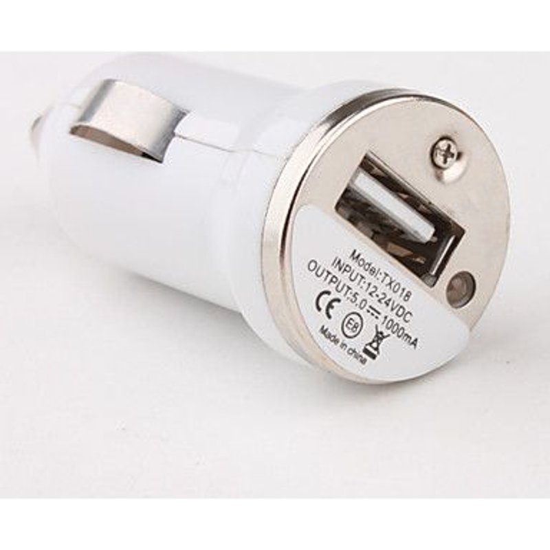 Chargeur Allume-Cigare Mini Usb Blanc Pour Iphone 3, 4, 5, Ipod Touch, Ipad