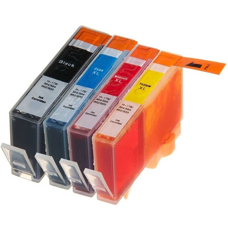 Lot de 4 cartouches compatibles HP 364 - Noir, cyan, magenta, jaune