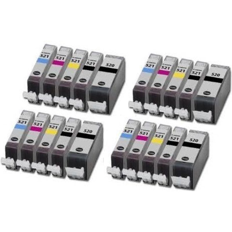 Tonercenter24 - PGI-520 / CLI-521 Compatible Cartouche d'Encre 4 x Set pour Canon Pixma MP540, MP540X, MP550, MP560, MP620, MP620B, MP630, MP640, MP980, MP990