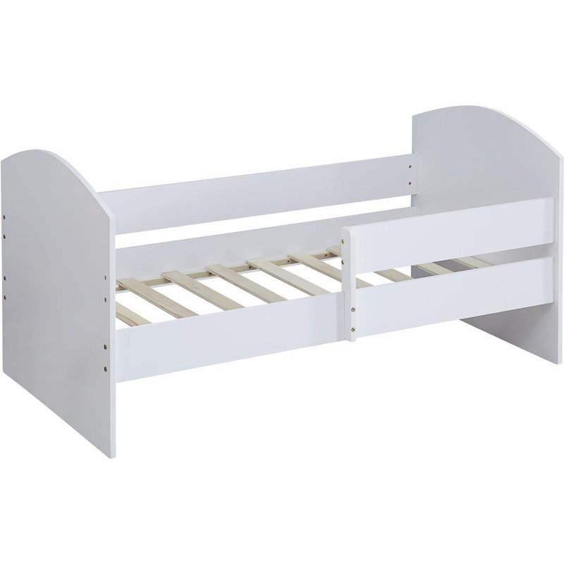 Lit Enfant Avec Barrière "Victoria" - Bois - Blanc - 80 X 160 Cm