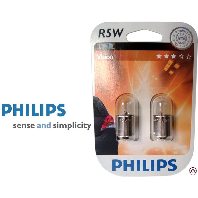 2 Ampoules R5w Vision - 12v - 5w - Philips - Homologue