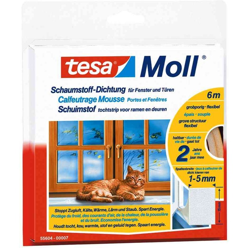 Tesa Moll UNIVERSAL calfeutrage mousse, blanc, 9 mm x 6 m