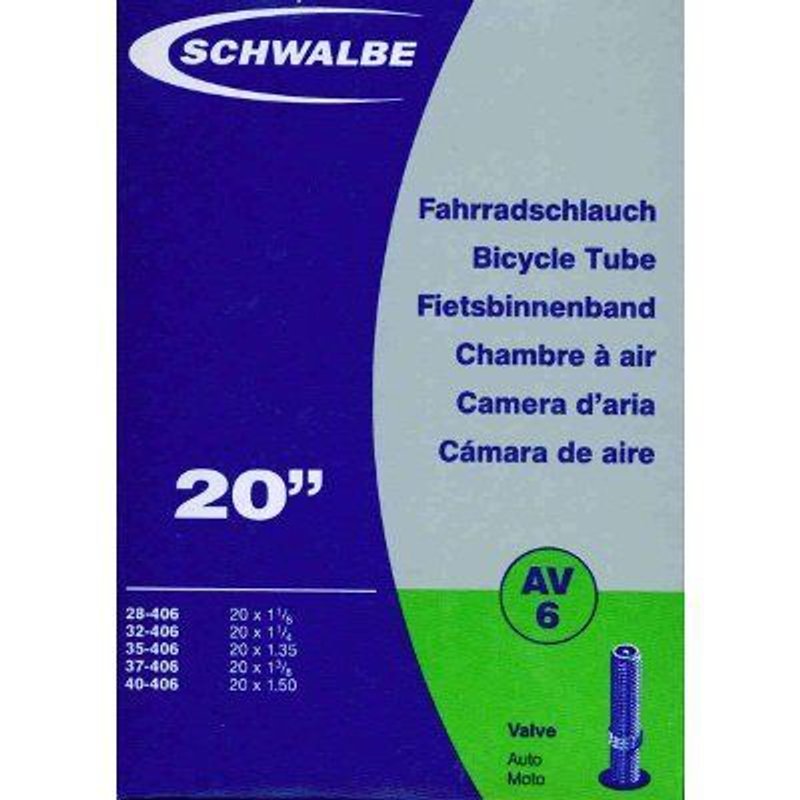 Chambre à air VTT Schwalbe AV6 20x1.10-1.50 valve Schrader (40 mm)