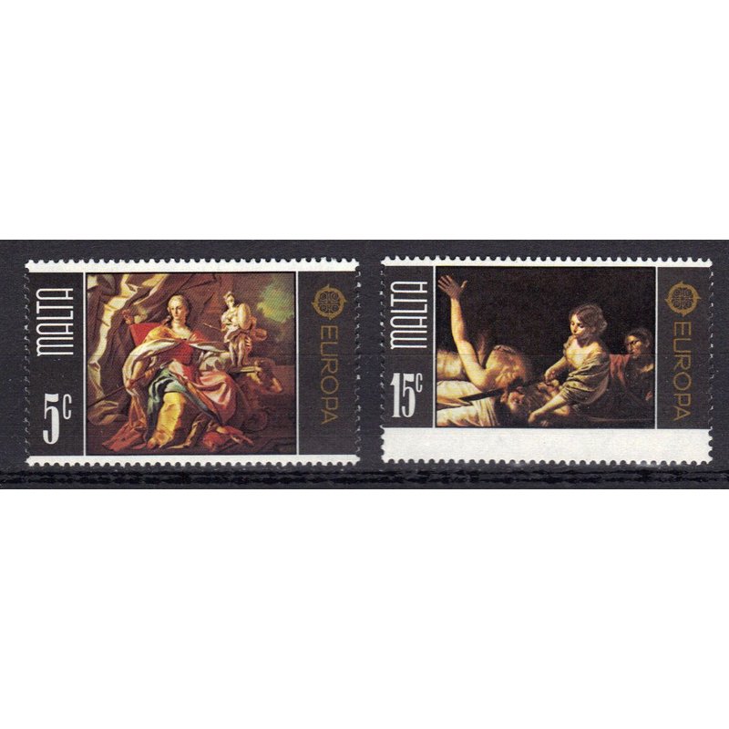 Malte 1975 Europa : Tableaux Du Musée Des Beaux-Arts De La Valette : Allégorie De Malte / Judith Et Holopherne - Série Entière De 2 Timbres Neufs **