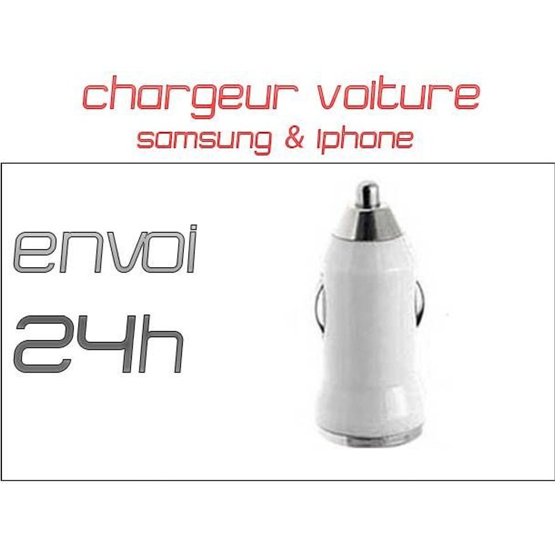 Chargeur Voiture - Samsung & Iphone - Blanc