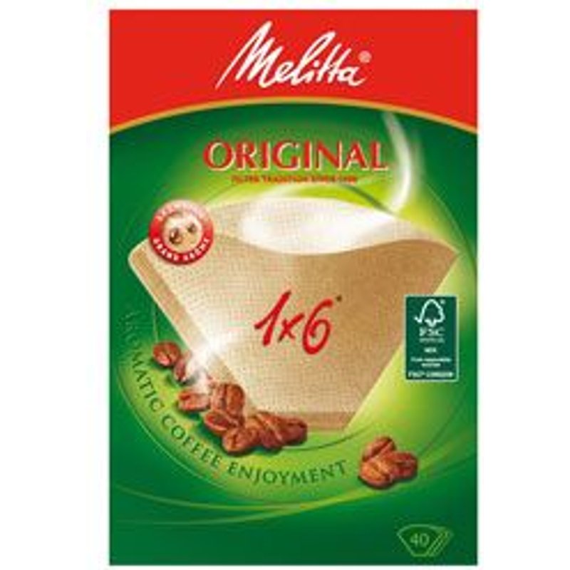 MELITTA FILTRE CORNET PAPIER BTE40 BRUN 1X6