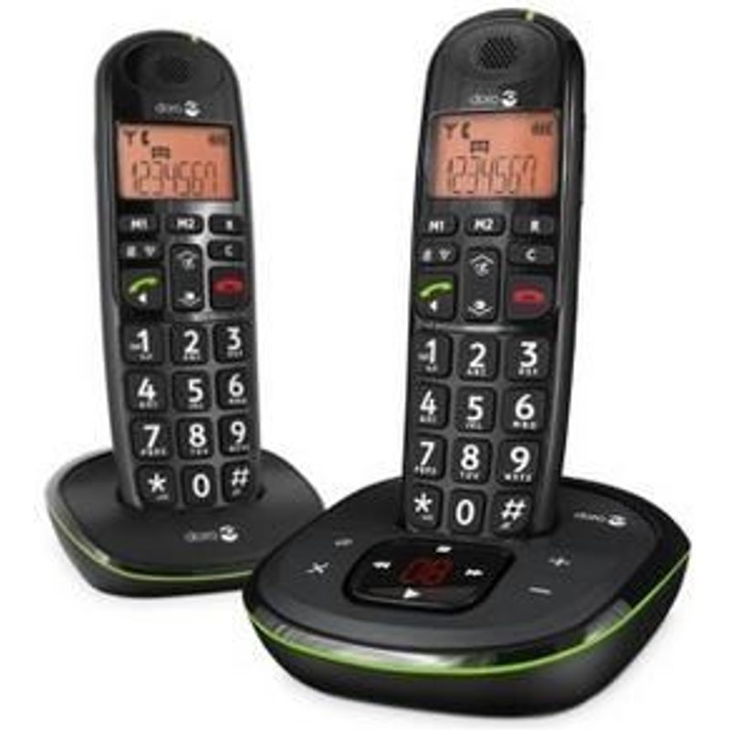 DORO PhoneEasy 105wr Duo - Téléphone sans fil - système de répondeur avec ID d'appelant - DECTGAP - noir + combiné supplémentaire