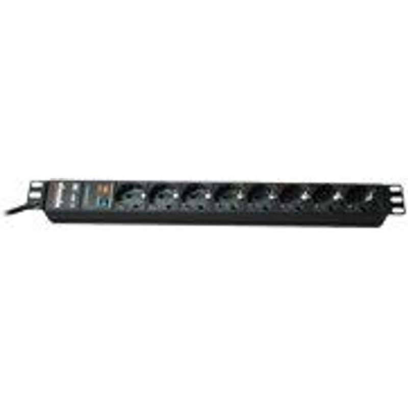 Bachmann IT PDU Basic - Coupe-circuit (rack-montable) - CA 230 V - entrée : power CEE 7/7 - connecteurs de sortie : 8 (power CEE 7/3) - 1U - 19" - 2 m cordon - noir