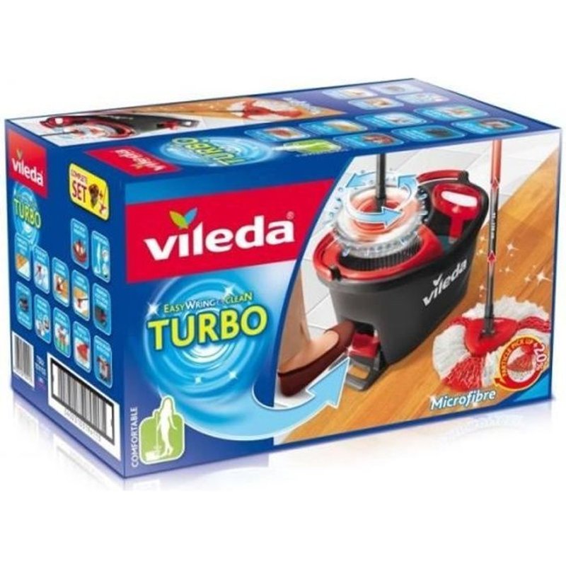 Set Balai à Frange avec Seau Essoreur - kit Easy Wring & Clean TURBO VILEDA