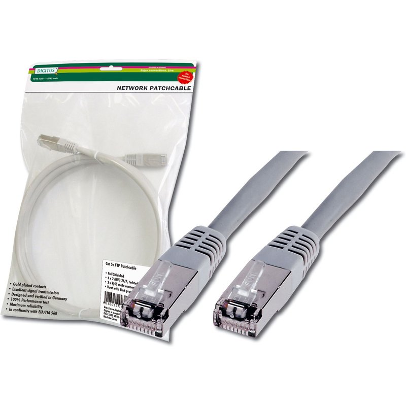 DIGITUS Premium - Cordon de raccordement - RJ-45 (M) pour RJ-45 (M) - 0.5 m - SFTP - CAT 5e - démarré - gris