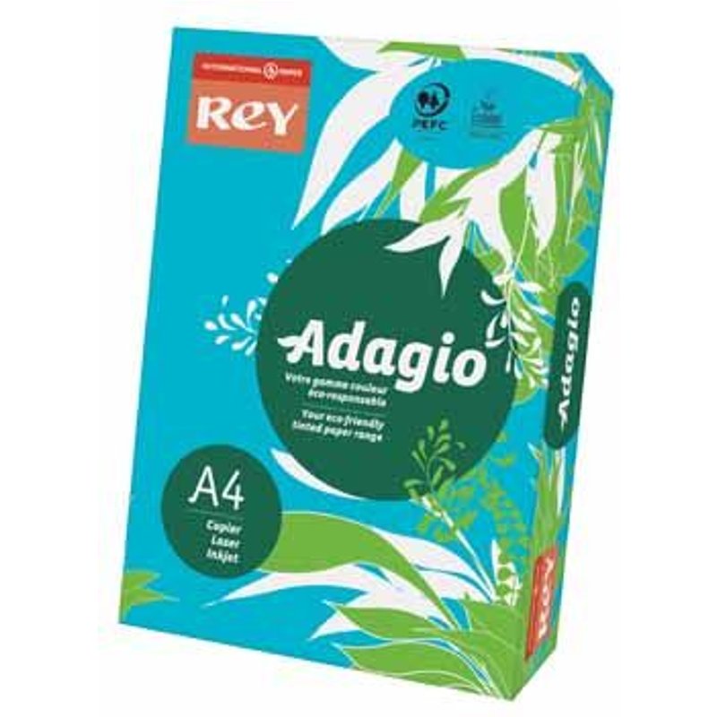 Rey Adagio - Lisse - 104 micromètres - bleu intense - A4 (210 x 297 mm) - 80 g/m² - 500 feuille(s) ramette - papier pour reprographie (pack de 5)