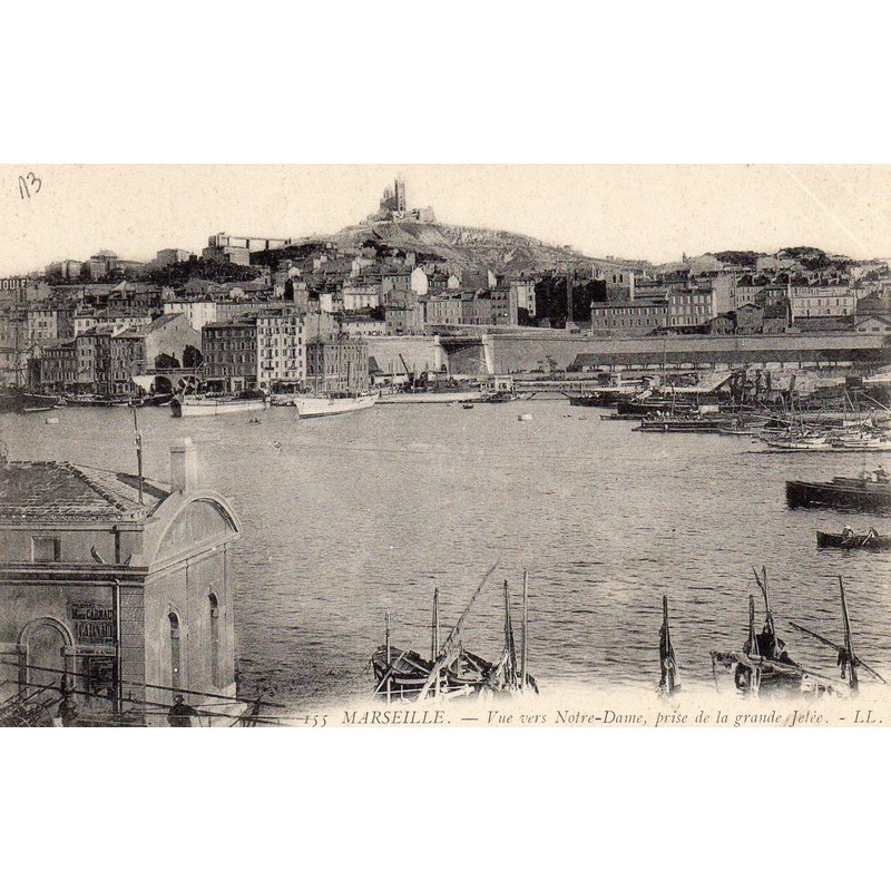 Carte Postale Ancienne - Marseille - Vue Vers Notre Dame Prise De La Grande Jetee - Editions Ll