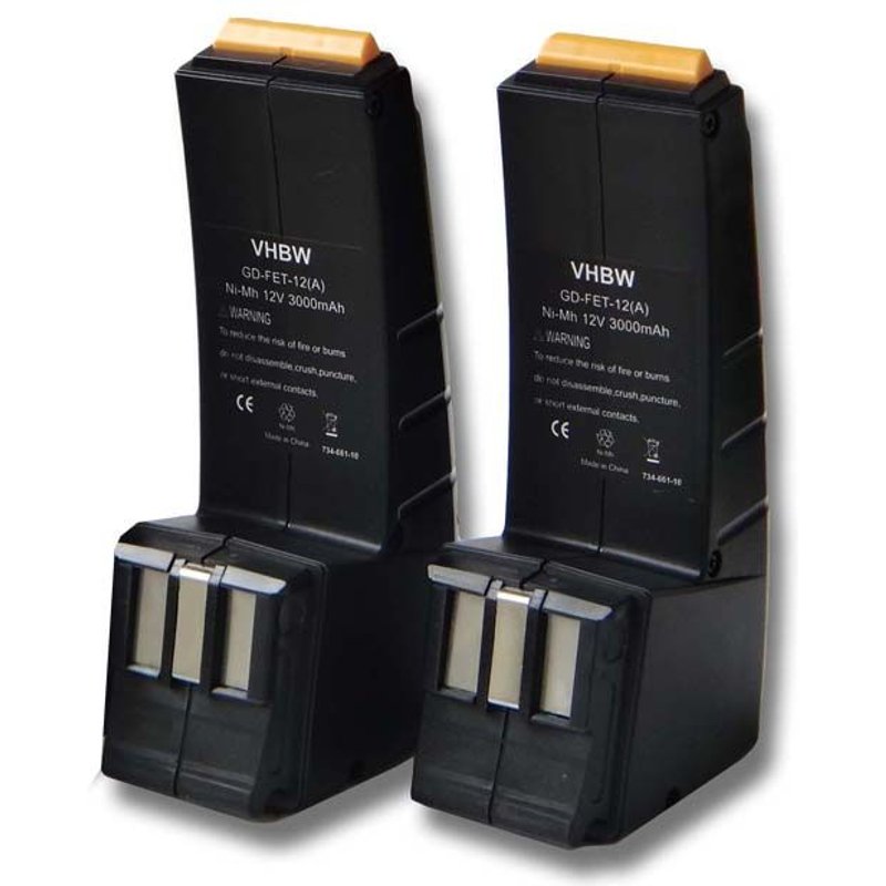 vhbw 2x Batterie remplacement pour Festo / Festool 491150, 490889, 490592, 490359, BP12C, BPH12C, 490360 pour outil électrique (3000 mAh, NiMH, 12 V)