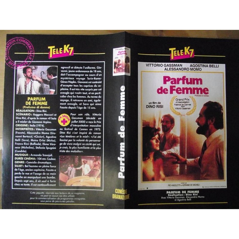 Tele K7 Jaquette Du Film Parfum De Femme.Réalisation:Dino Risi Avec Vittorio Gasman,Alessandro Momo Et Agostina Belli