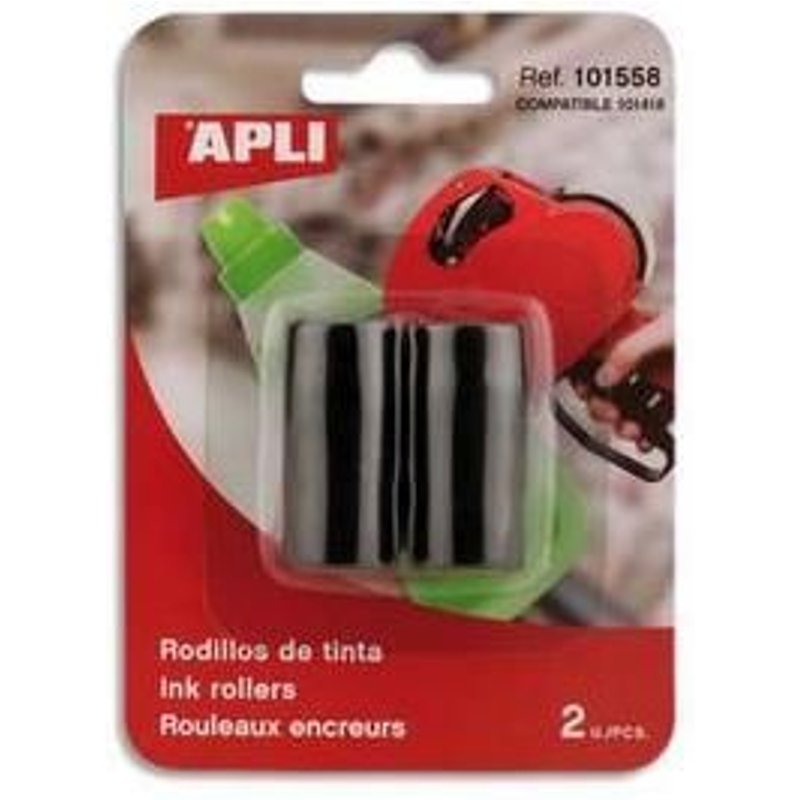 APLI - Pack de 2 - noir - blister - rouleau à encre