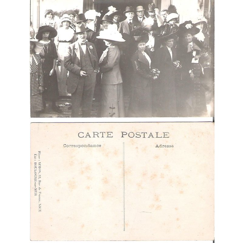 Cpa Mariage Femmes Et Hommes Portant Chapeau