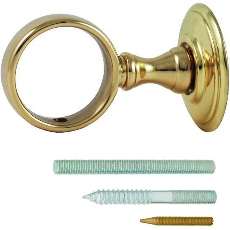 Anneau avec rosace pour corde en laiton massif poli verni