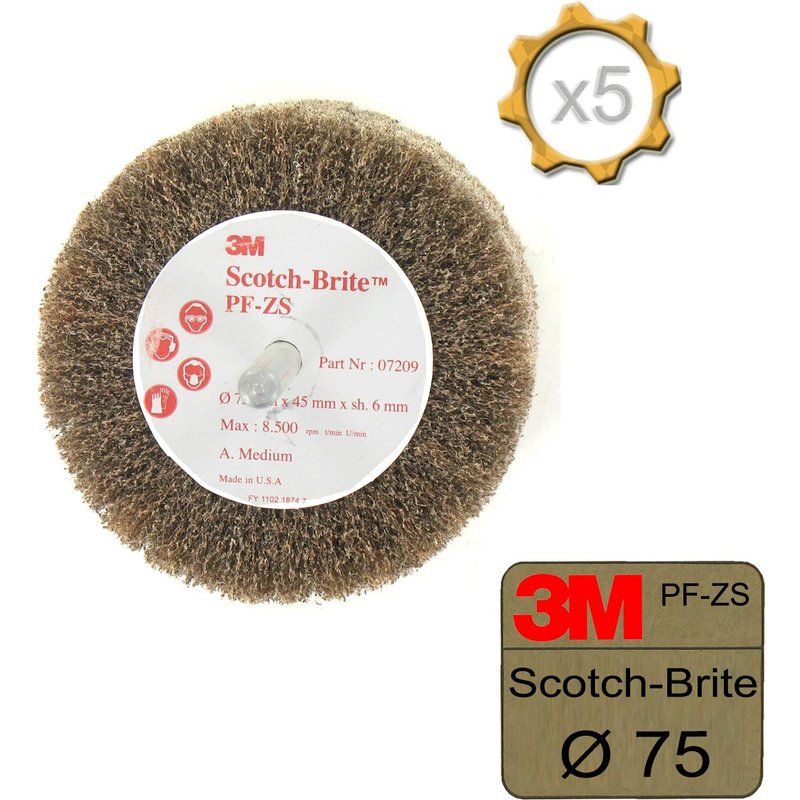 Brosse 3M scotch-brite PF-ZS medium diamètre 75 mm x 5