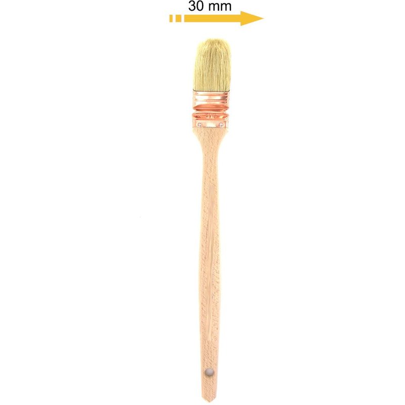 Pinceau à virole coudée plat spécial radiateur 30mm manche en bois