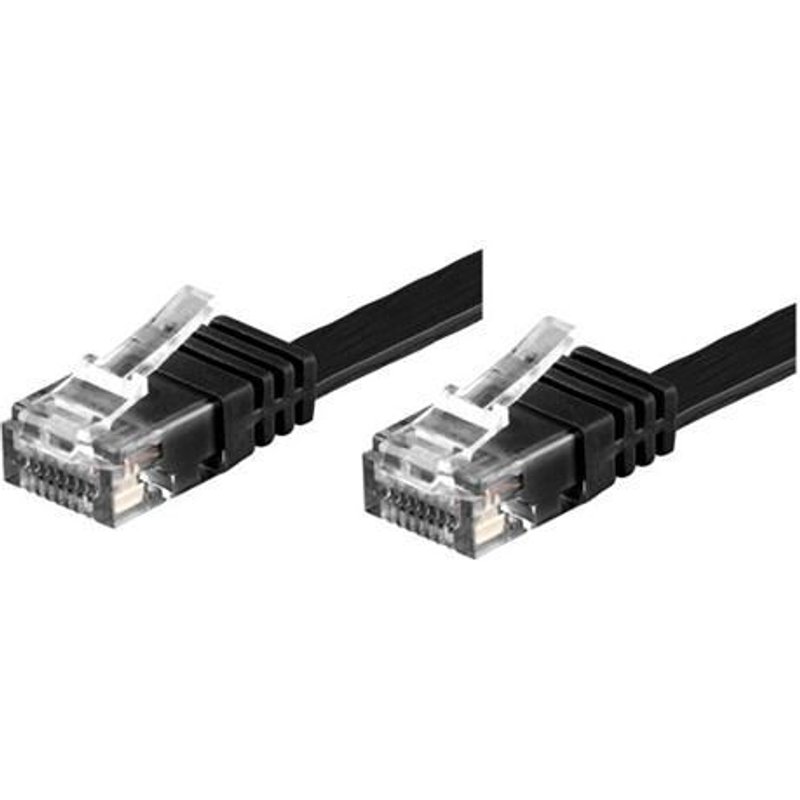 Cavo di rete Patch piatto in Rame Cat. 6 Nero UTP 3 mt