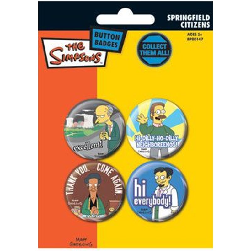 Simpsons Pack 4 Badges Springfield Citizens