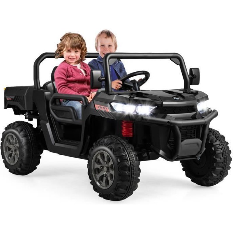 Voiture Électrique 2 Places Enfant 12v - Costway - Noir - Télécommande 2,4 G - 3-8 Km/H - Charge 50kg