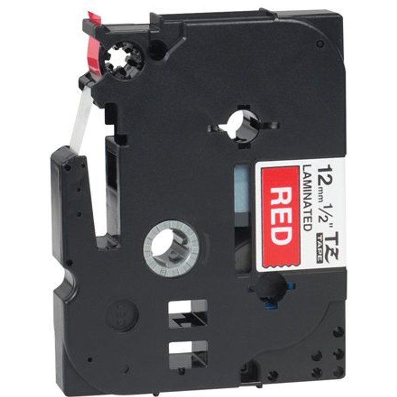 Brother TZ435 - Blanc sur rouge - Rouleau (1,2 cm x 8 m) ruban laminé - pour Brother PT-D210, D600, E115, H110, H200; P-Touch PT-1005, H107; P-Touch Cube Plus PT-P710