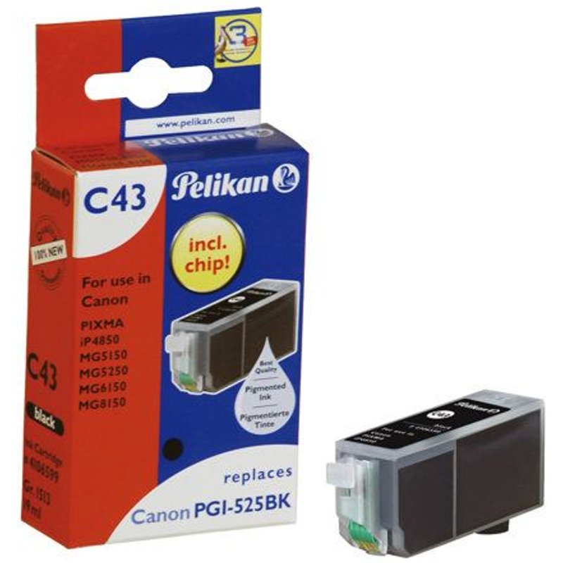 Pelikan C43 - 19 ml - noir - compatible - cartouche d'encre (alternative pour : Canon PGI-525PGBK) - pour Canon PIXMA iP4950, iX6550, MG5350, MG6250, MG8150, MG8250, MX715, MX885, MX892, MX895