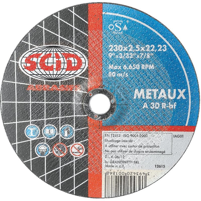 Disques à tronçonner SCID - Matériaux - Diamètre 125 mm - Alésage 22,2 mm