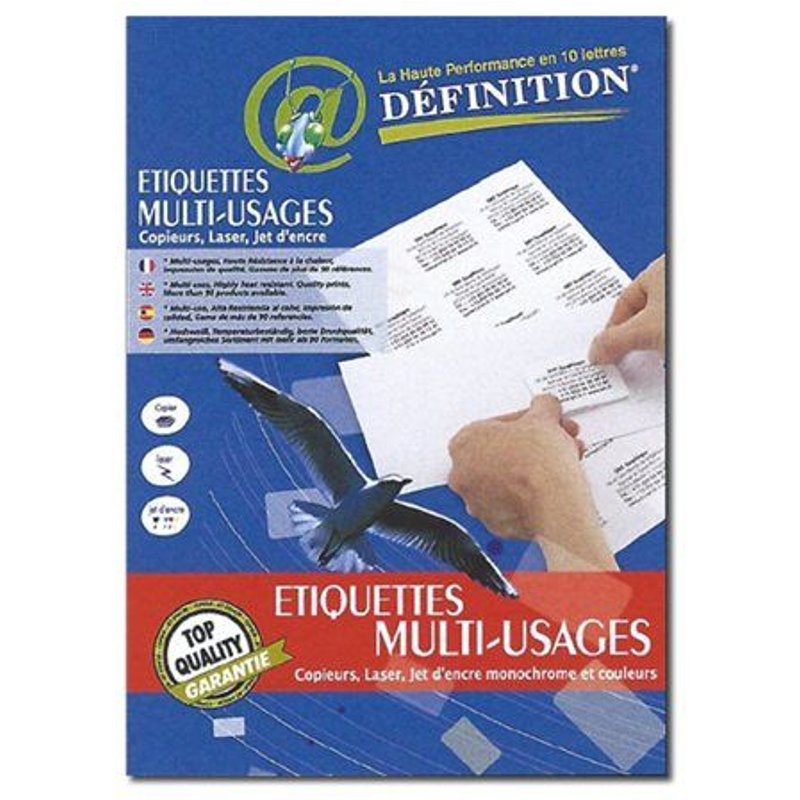 QRT Graphique ETIQUETTES Multi-usages Définition - Adhésif - blanc - 35 x 105 mm 1600 étiquette(s) (100 feuille(s) x 16 étiquettes